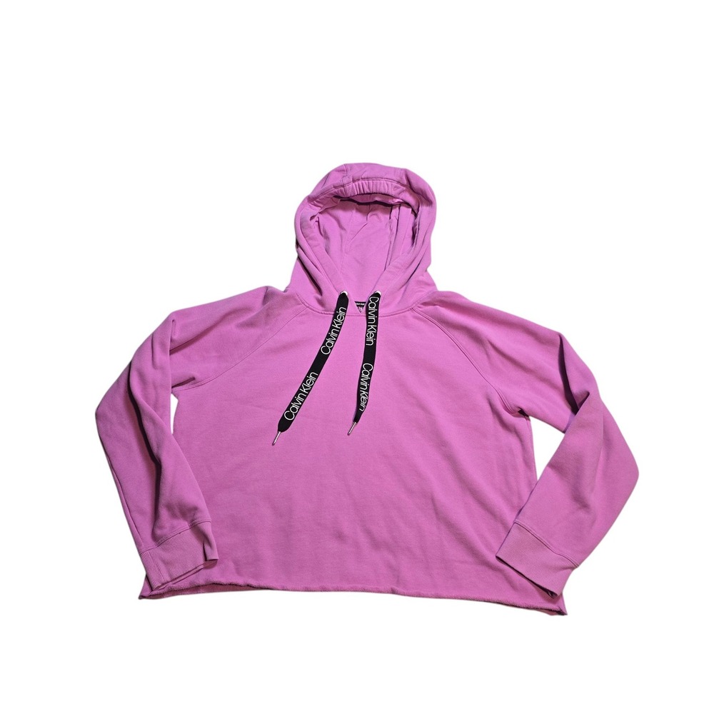 Calvin Klein Women's Cozy Relaxed Light Magenta Cropped Boxy Hoodie XL